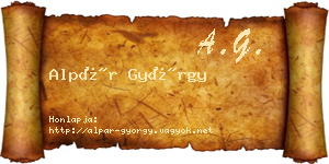 Alpár György névjegykártya